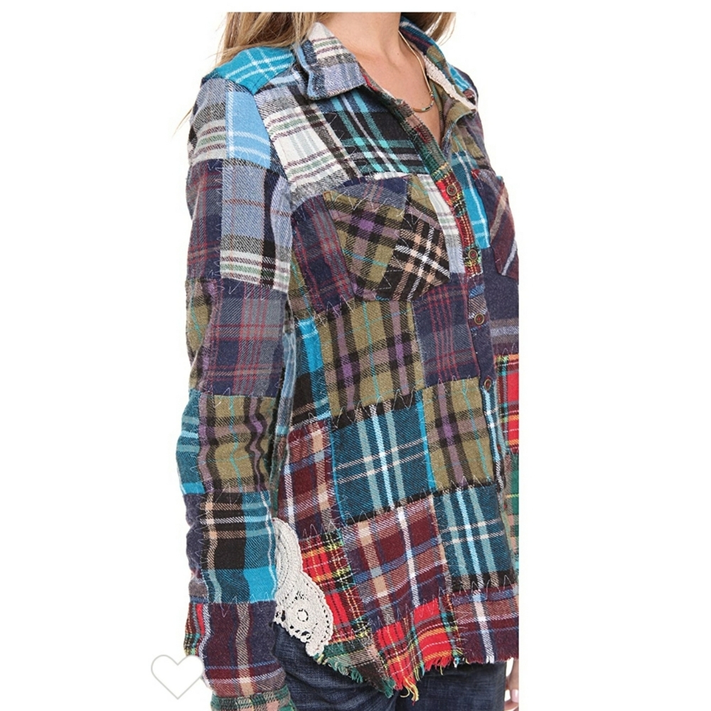 *Rare*Free People Lost In Plaid Buttondown